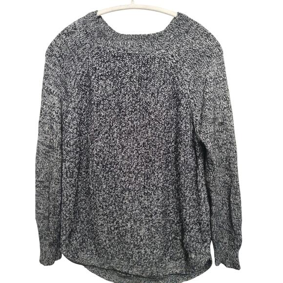 RD style Cozy knit  blk/white sweater lightweight leather elbow patch Womens  XL - Picture 2 of 6